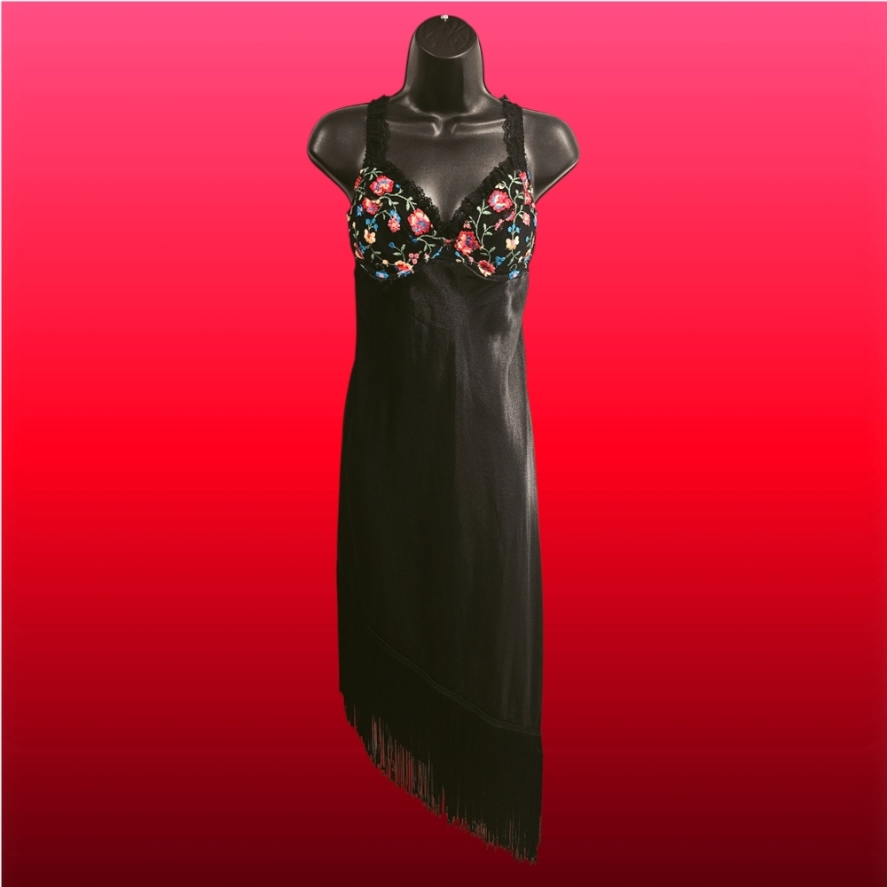 Victoria's Secret 1998 Cha Cha Fringe Hem Slip Dress Sz M
